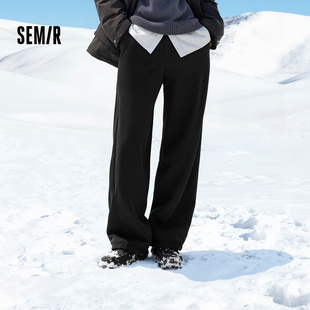 基础百搭针织裤 2025新款 子 男冬加厚加绒保暖宽松直筒裤 森马休闲裤