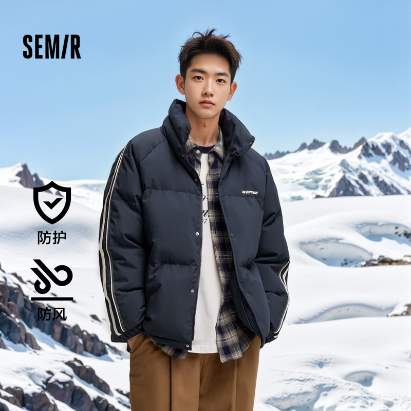 森马厚款羽绒服宽松印花运动风男