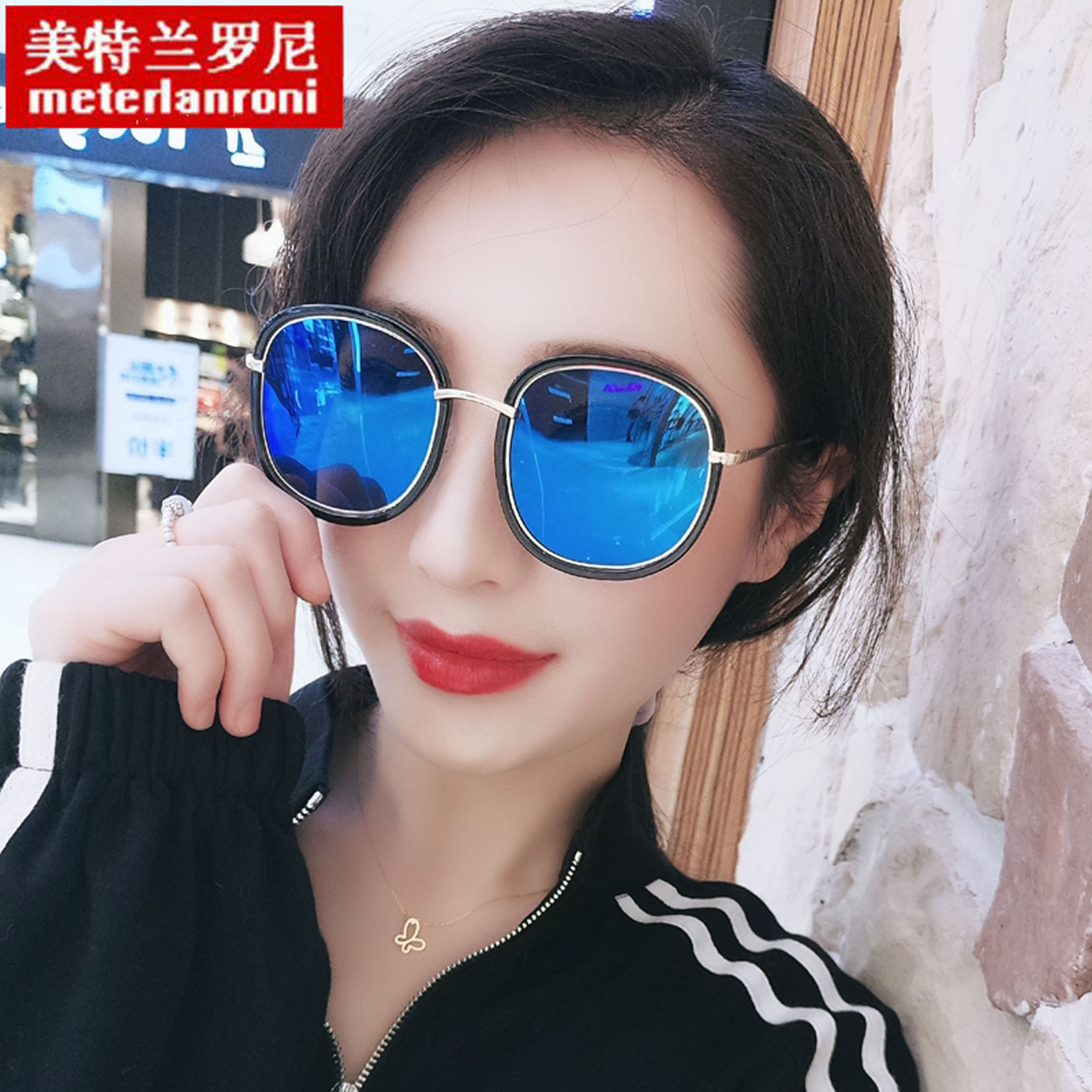 墨镜明星款个性风长脸彩膜太阳镜