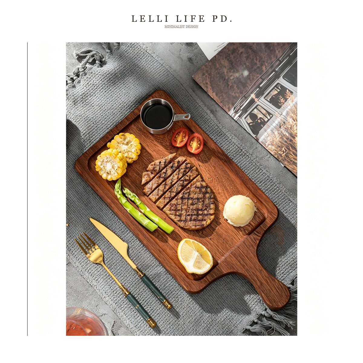 LELLILIFE乌檀实木牛排餐盘