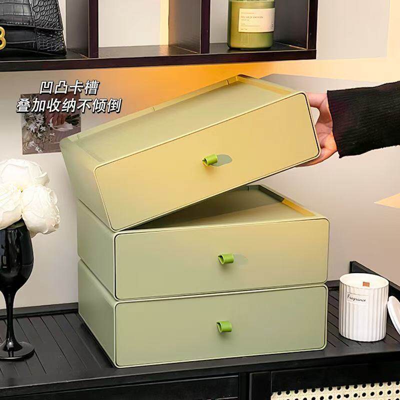 抽屉式收纳盒办公室桌面卧室防尘文件柜化妆品储物整理收纳置物盒