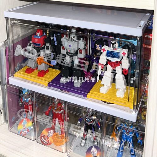变形金刚透明展示柜英雄无限群星版布鲁可奥特曼玩具摆件收纳盒