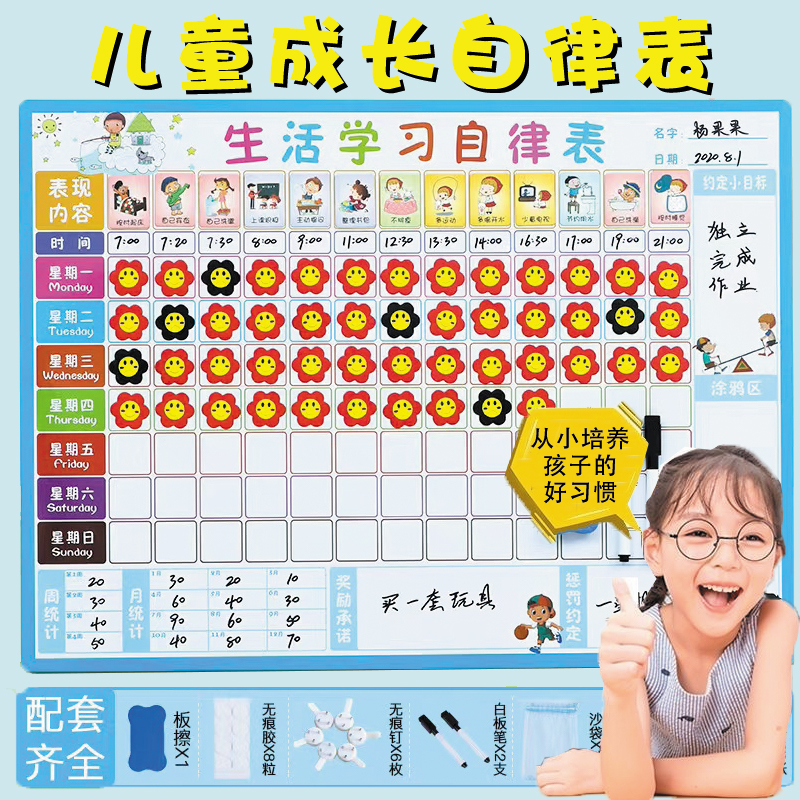 儿童成长计划表奖励墙贴