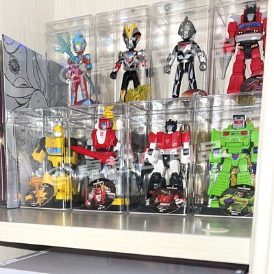 布鲁可收纳盒英雄无限防尘展示盒透明手办盲盒玩具三国变形金刚盒