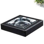 商务办公用品时尚 19cm 烟灰缸可拆洗水晶缸创意礼品皮革烟灰缸19