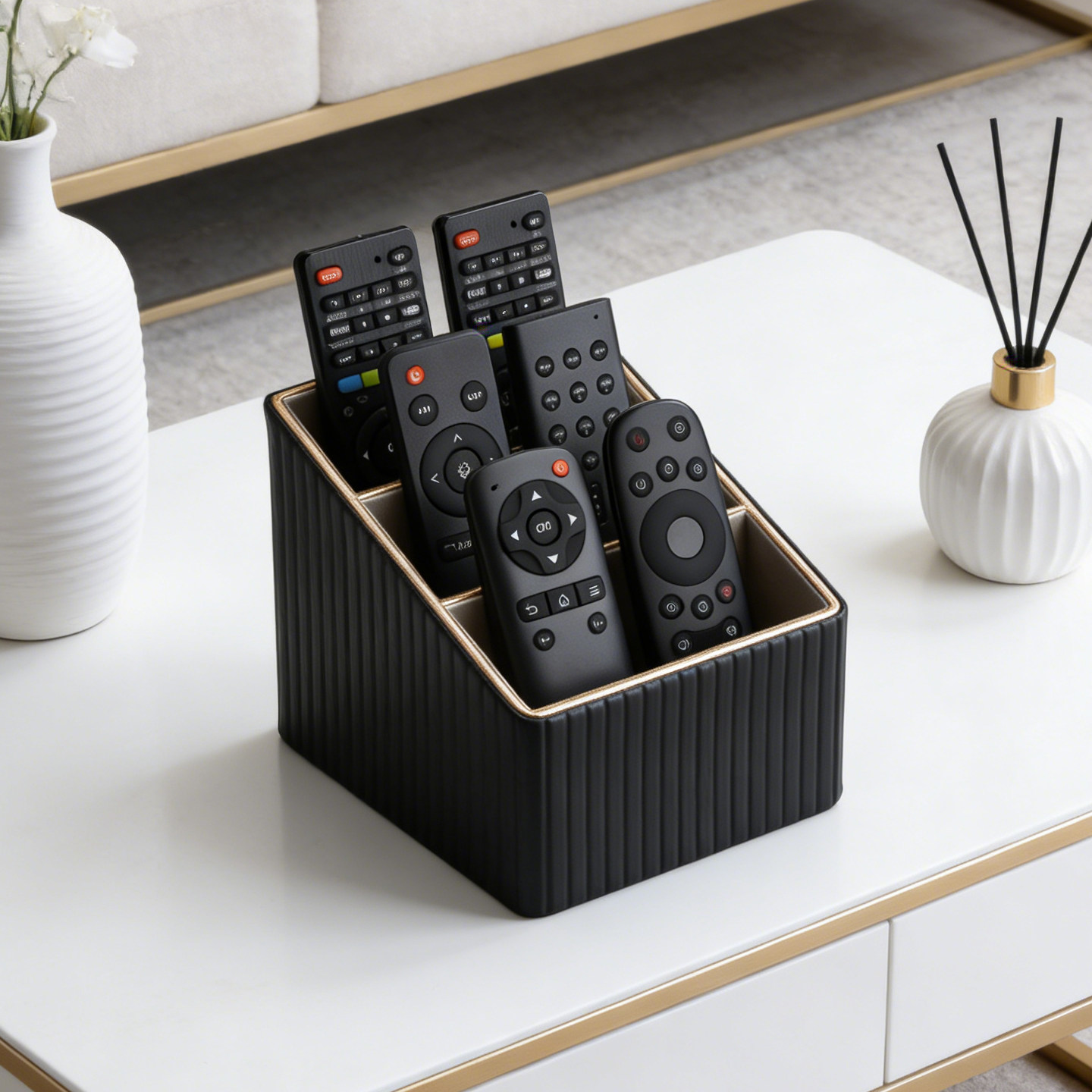 北欧ins遥控器手机收纳盒 轻奢床头柜置物架化妆盒 玄关储物摆件