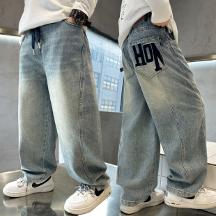 休闲宽松长裤 男童牛仔裤 2025百搭男孩韩版 中大童春季 炸街 春秋新款