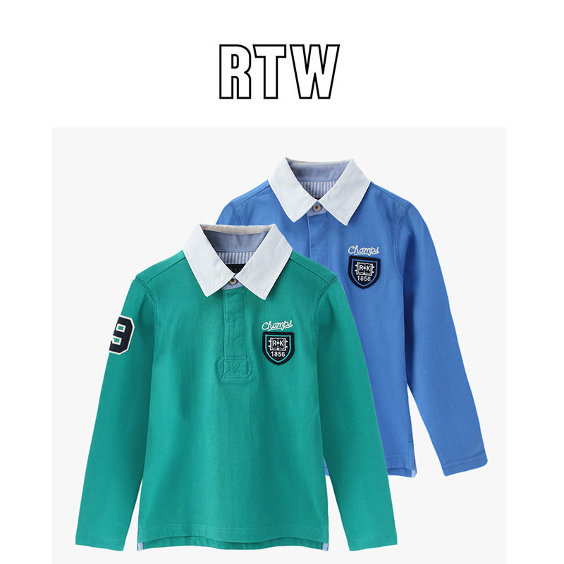 长袖纯棉拼色打底衫童装