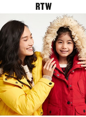 rtw童装羽绒2025年女童中大童纯色连帽柔软加厚白鸭绒羽绒服84170