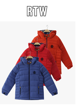 rtw女童连帽 棉服2025年洋气红色休闲连帽纯色加厚保暖棉衣63193