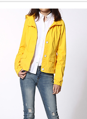 rtw短装连帽风衣春秋季装女装全棉连帽纯色收腰单层上衣61621