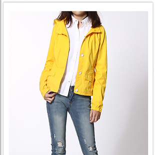 rtw短装连帽风衣春秋季装女装全棉连帽纯色收腰单层上衣61621