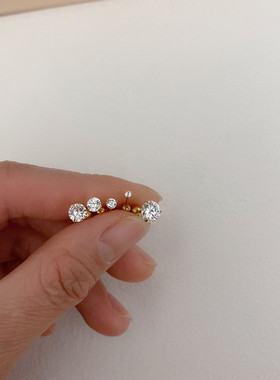 钛钢抓钻锆石细针螺丝扣耳骨钉迷你小号圆锆耳蜗钉小耳钉耳垂钉女