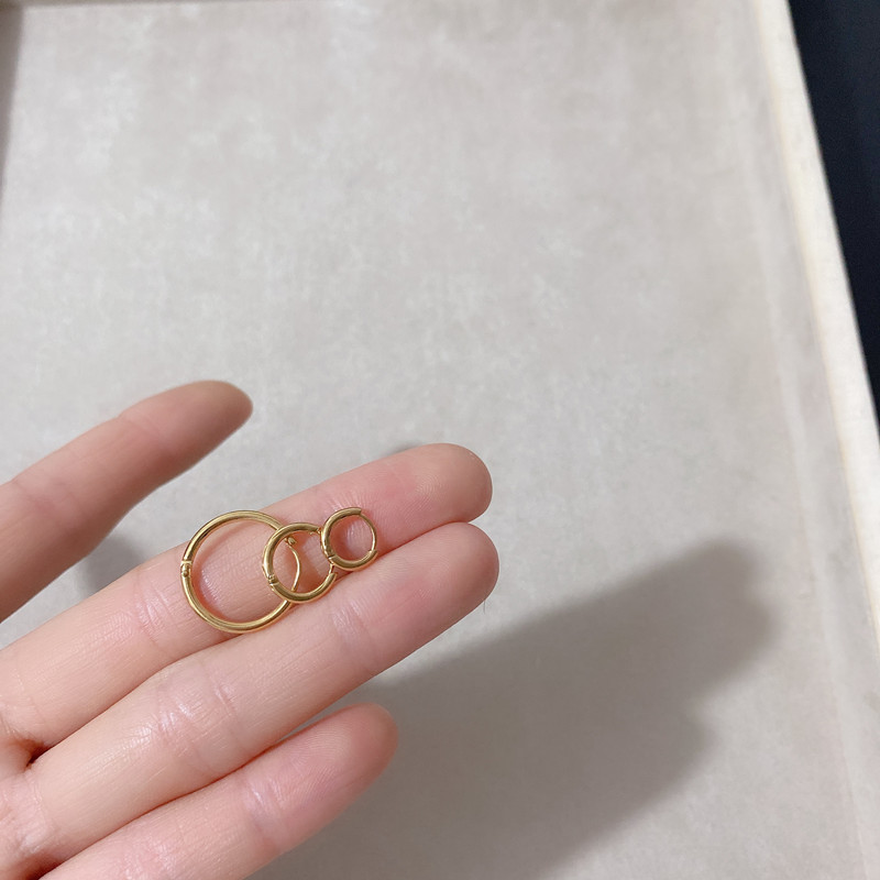 极简通体钛钢光版隐形蜗钉小圈圈