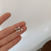 精致微镶双面满钻球超短钛钢螺丝针拧扣耳骨钉耳廓耳蜗钉小耳钉女