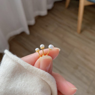 s925银针隐形超小天然珍珠小耳钉细针螺丝拧扣耳蜗钉耳垂钉银耳钉