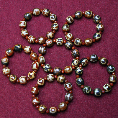 西藏瑟宝源绝版鼓珠15年古老早红玉髓天珠手链天然玛瑙手串男女款