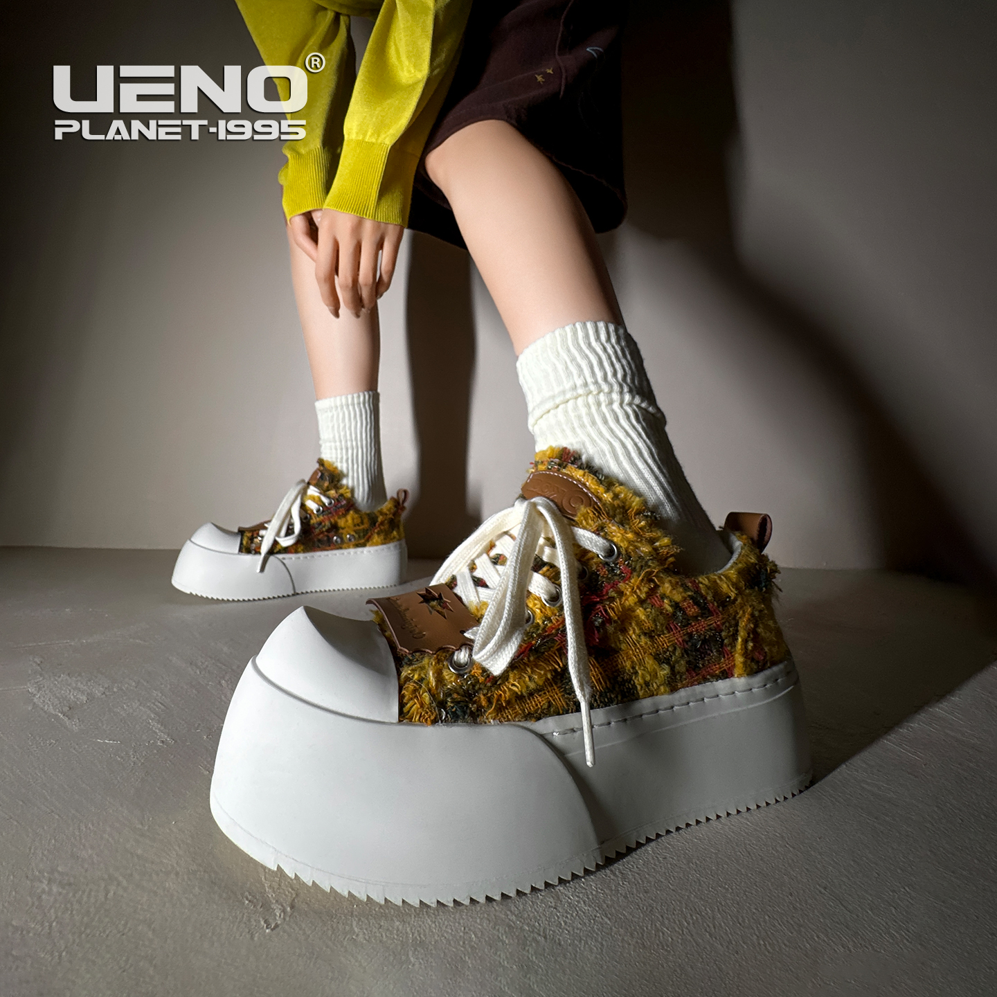 兰博基尼复古小香风大头帆布板鞋女秋季新款厚底增高小众男潮鞋子