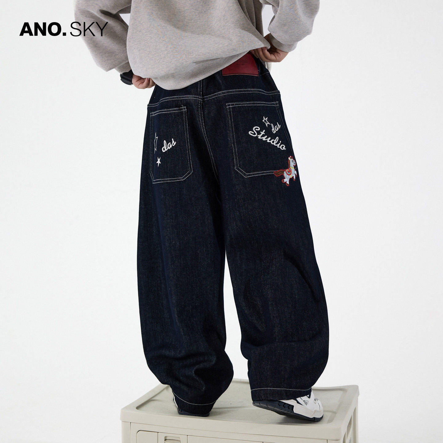 anothersky 男童冬季加绒裤子2025新款儿童装保暖直筒加厚牛仔裤