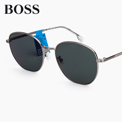 BOSS金属圆形复古偏光太阳镜男女
