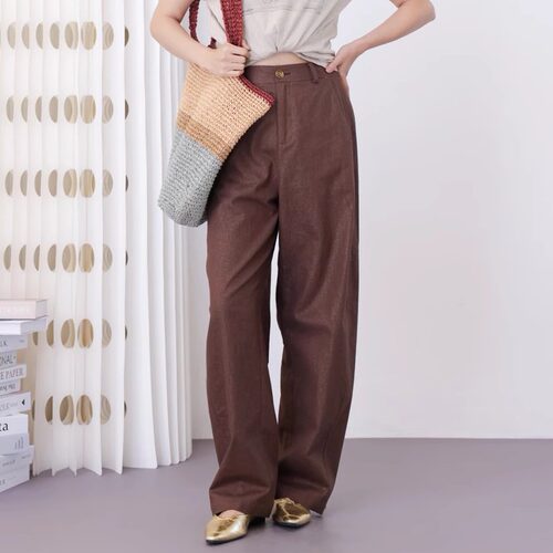 安所ANSUO专柜正品女装2025夏休闲高腰显瘦美腿直筒长裤 GX1K038