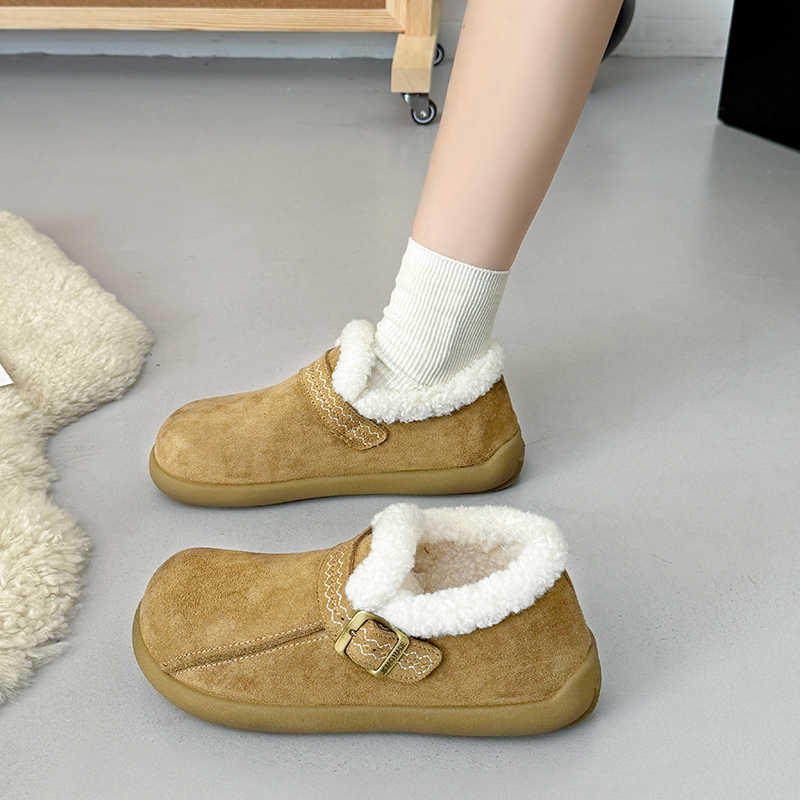 全包一脚蹬网红加绒百搭休闲鞋2025冬季爆款保暖洋气厚底勃肯女鞋