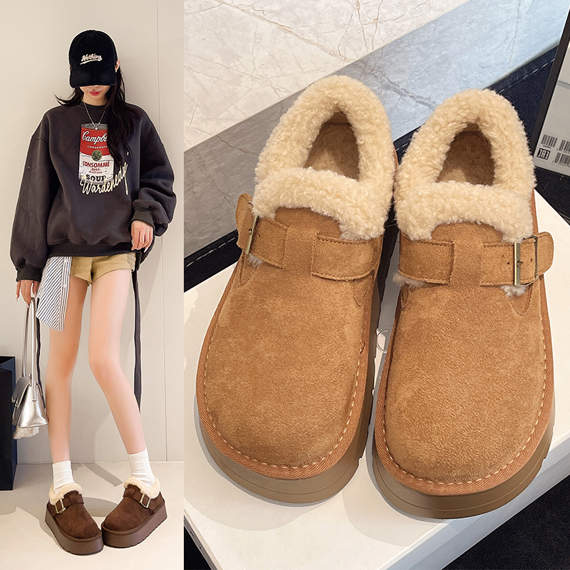休闲洋气网红加绒百搭勃肯鞋2025年冬季爆款保暖配裙子韩版女潮鞋