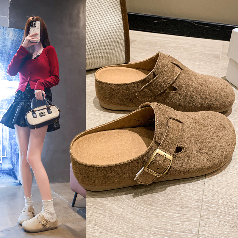 2025春秋新款女增高显瘦一脚蹬洋气休闲厚底单鞋超火时尚勃肯潮鞋