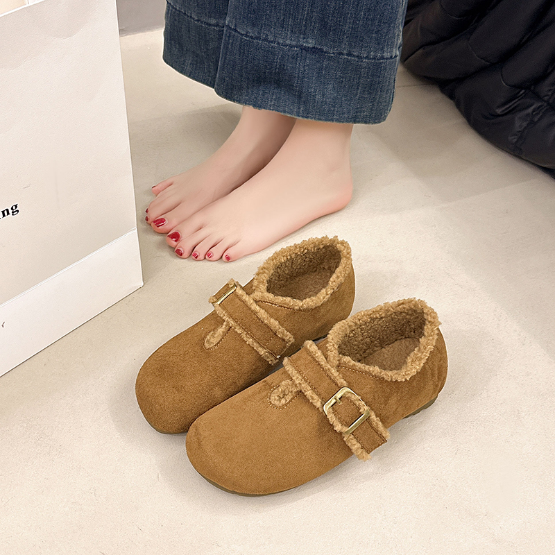 网红爆款保暖休闲鞋2025冬季韩版厚底勃肯一脚蹬洋气加绒百搭女鞋