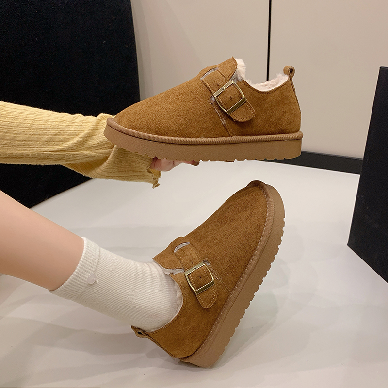 2025冬季网红爆款保暖休闲勃肯鞋洋气加绒百搭厚底配裙子韩版女鞋