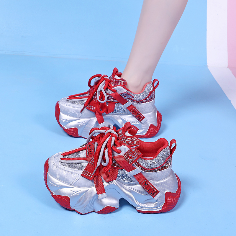 2025春秋新款大码情侣时尚增高运动潮鞋百搭洋气厚底休闲老爹鞋女