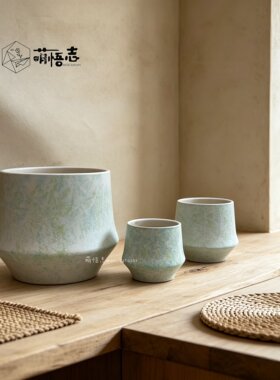 萌悟志陶瓷彩绘中式复古花盆