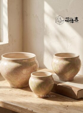 简约彩绘陶瓷花盆室内绿植专用