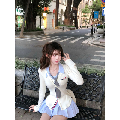 【瑞茜】伯恩少女 秋季学院风显瘦设计感上衣半裙R66215-1H