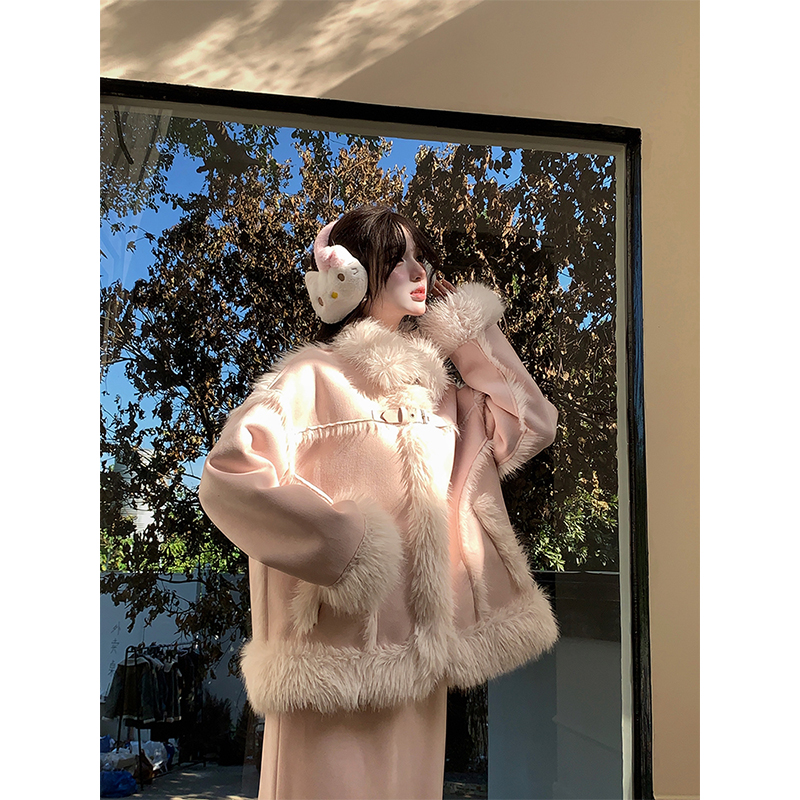 冬日氛围感小众设计毛毛外套