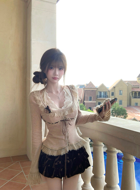 【瑞茜】东京恋人 秋冬纯欲风显瘦设计感上衣半身裙R66296-1H