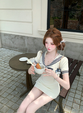 【瑞茜】浅屿水手2.0 夏季甜美可爱学院风针织连衣裙 R3821W