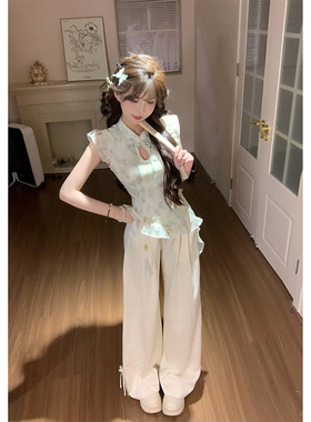 【瑞茜】芙蕖盈盈2.0  夏季新中式显瘦修身上衣裤子R3409-1W