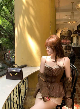 【瑞茜】奶咖啵啵 秋季纯欲甜辣风显瘦上衣开衫半裙R66208-1H