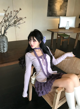 【瑞茜】波尔梦之契 春夏甜辣显瘦设计感针织开衫半裙R3328-1W