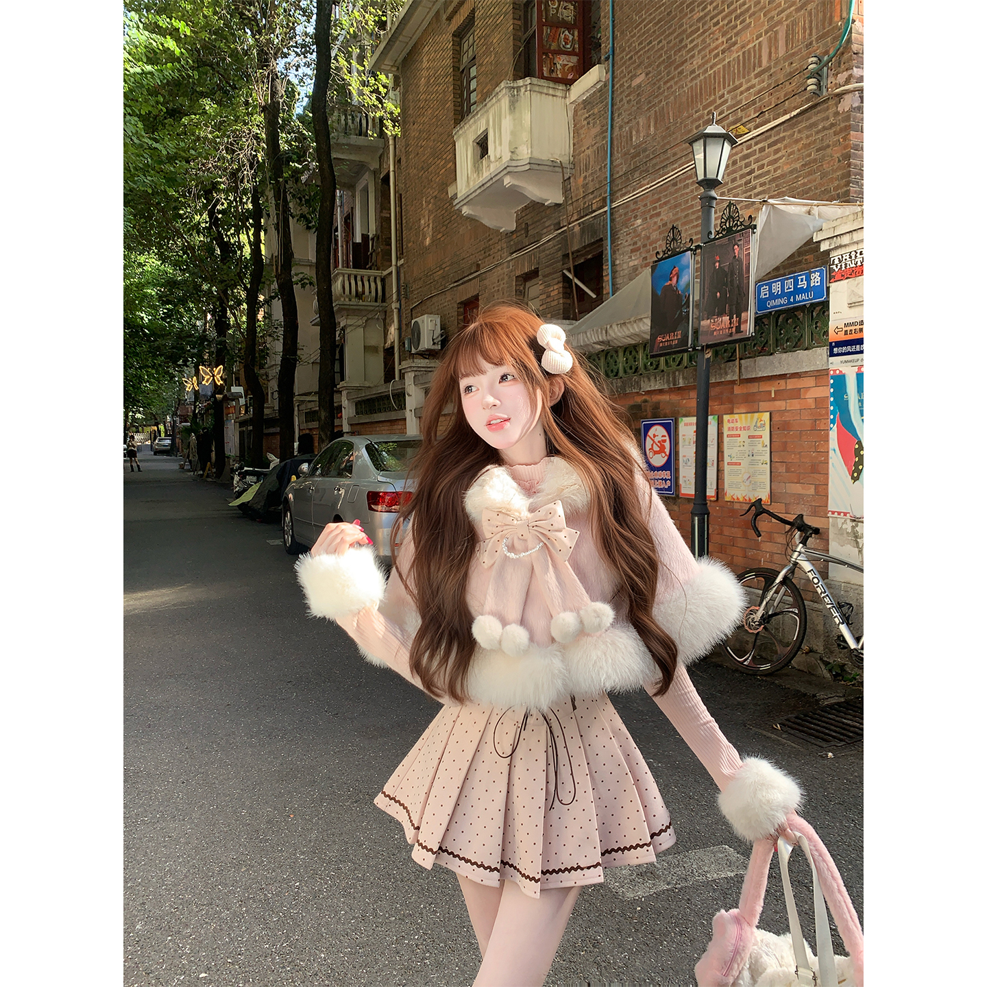 【瑞茜】奶糖K**T 冬季限定氛围时尚套装连衣裙斗篷 R7124-1V