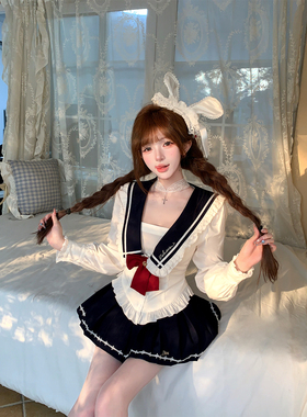 【瑞茜】美少女战士 秋季学院风小众海军领上衣短裙R9288-1D