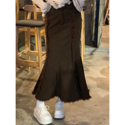 复古高腰显瘦长款设计感半身裙