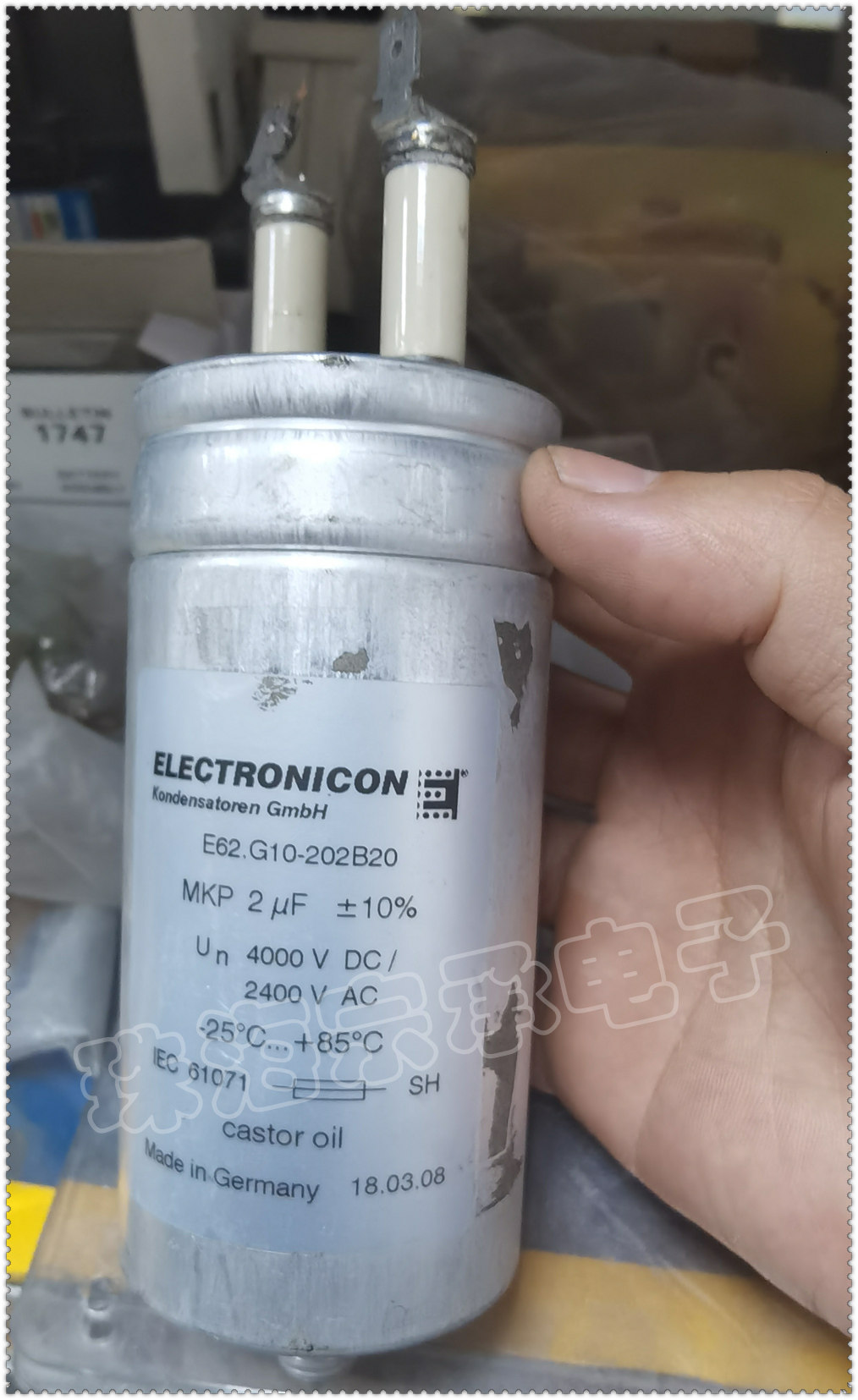 进口德国 2uF 4000V 2400VAC ELECTRONICON 电容 E62.G10-202B20