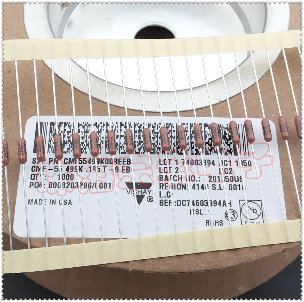 进口美国 499K 0.25W DALE CMF55 1/4W 0.1% 金属膜电阻 T-9