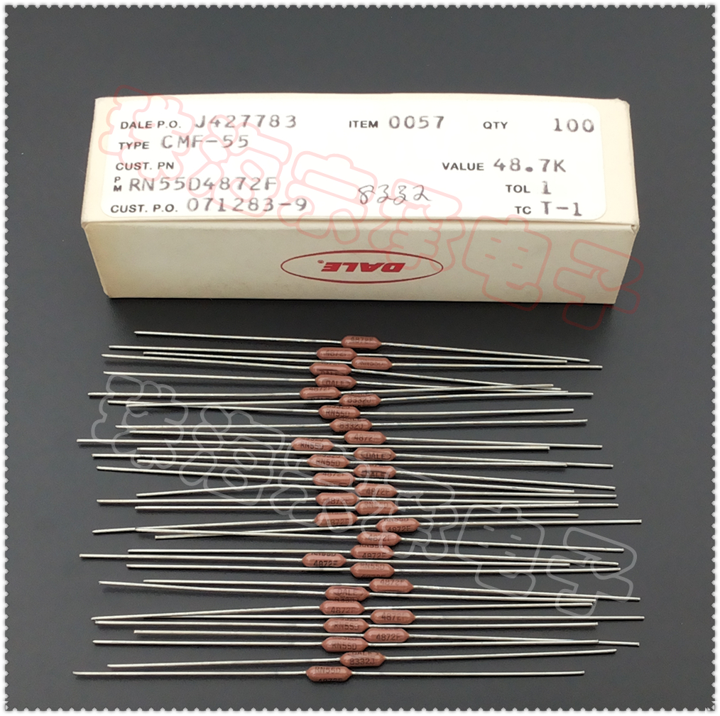 进口美国 48.7K 0.25W DALE RN55D 1/4W 金属膜电阻 VISHAY 48K7