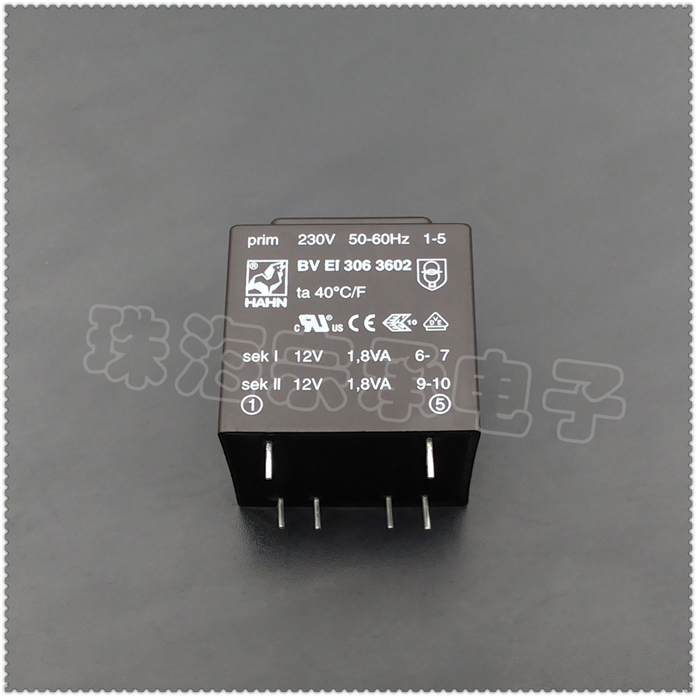 进口德国 BV EI 306 3602 HAHN公鸡 230V转2x12V 电源变压器