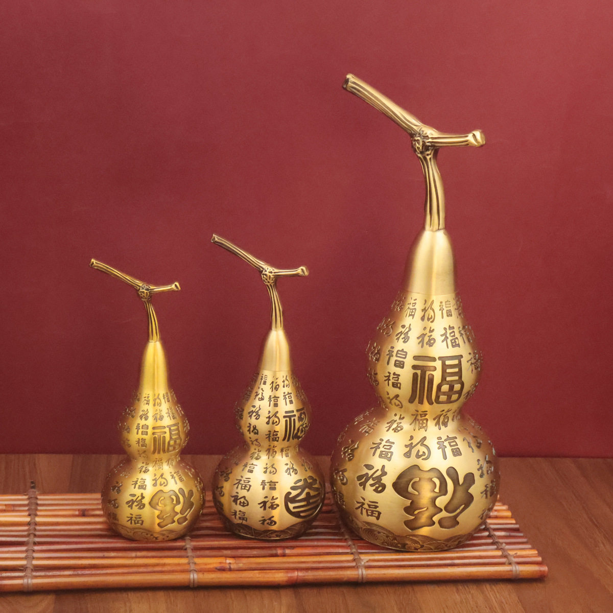 黄铜祥云百福铜葫芦金属工艺品办