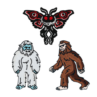 大脚怪雪怪天蛾人刺绣补丁贴勾面魔术贴装饰可缝可烫热熔贴布贴