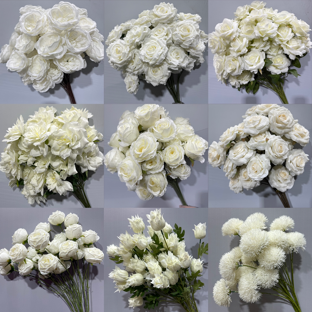 婚庆白色仿真花婚礼堂路引花地排花插花韩式吊顶舞台装饰订婚布置